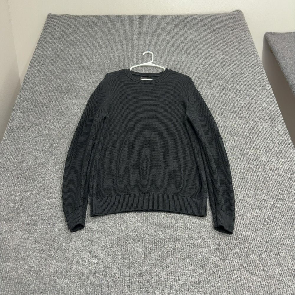 Banana Republic Sweater Mens M Black Cotton Linen Knit Crewneck Minimalist